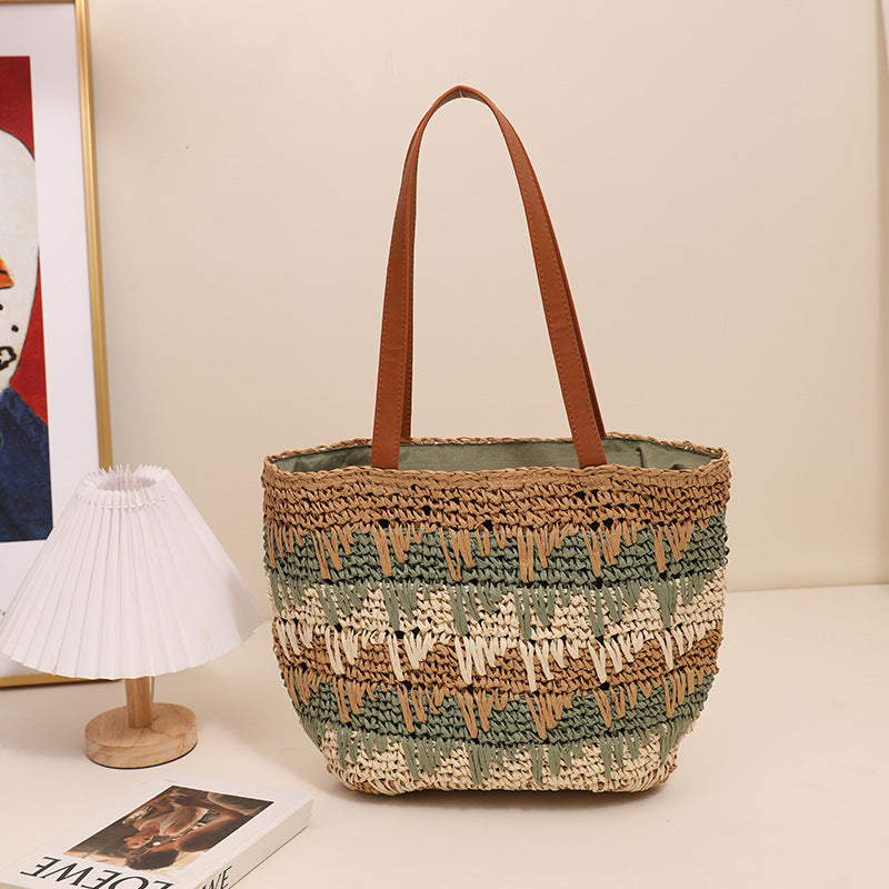 Braided tote bag with unique pattern mix Stornfield