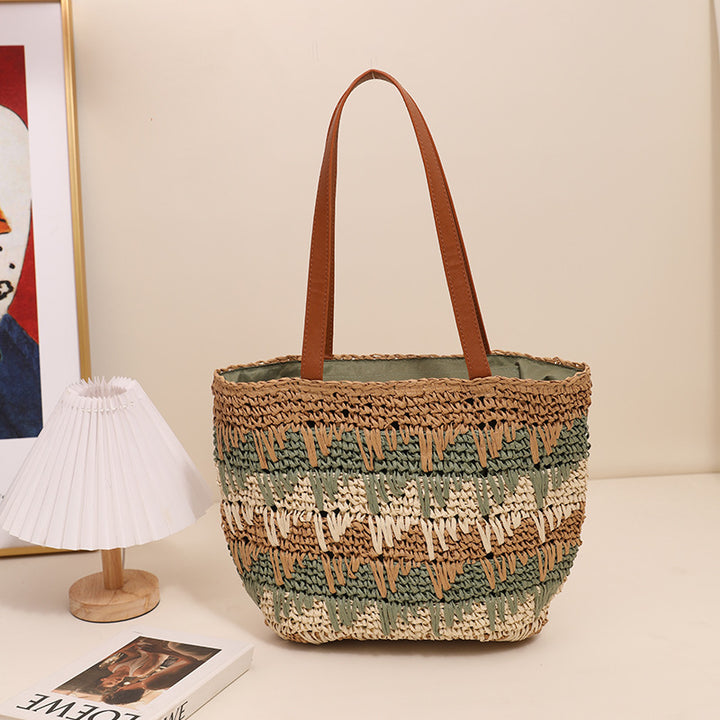 Braided tote bag with unique pattern mix Stornfield