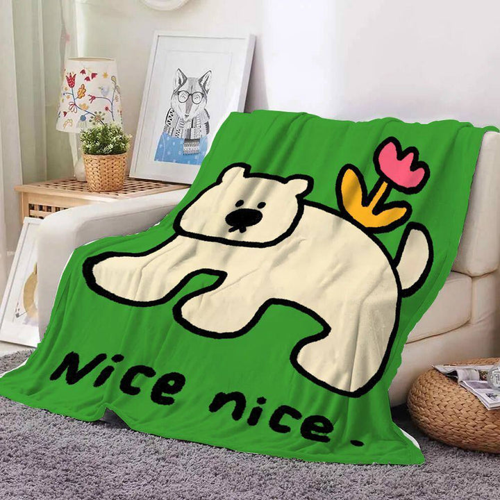 Cartoon Cat-Themed Fleece Throw Blanket