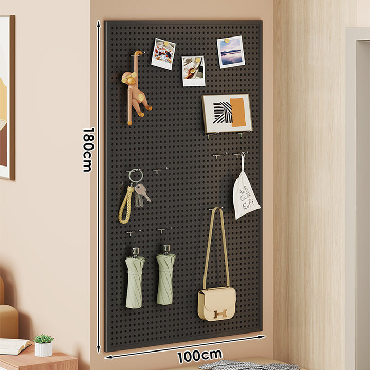Wall-Mounted Perforated Pegboard Organizer Panel with Modular Hooks