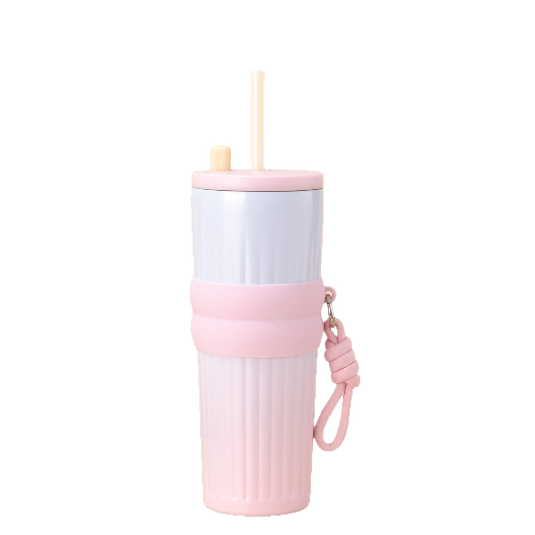 Ladies multifunctional insulated drinking bottle with integrated straw and practical carrying handle Stornfield