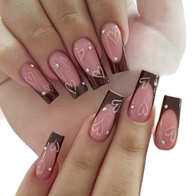 Decorative Press-On Nail Set with Heart Design Stornfield