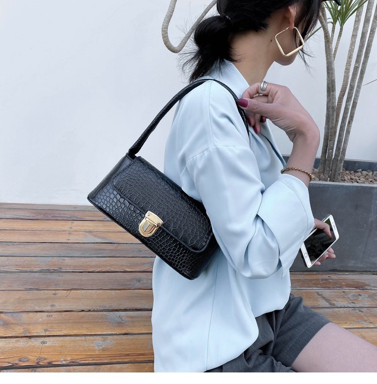 Textured Crocodile-Style Shoulder Bag