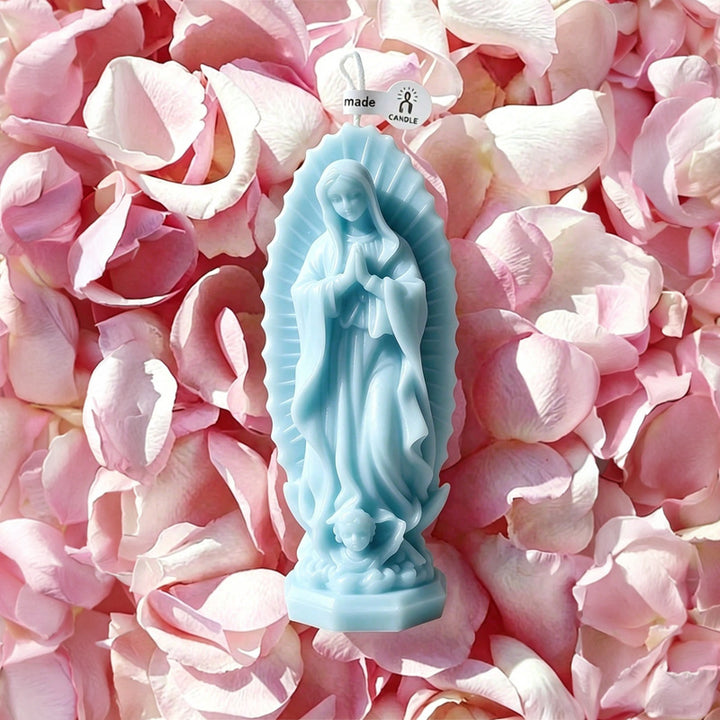 Hand-Poured Sculpted Marian Devotional Prayer Candle