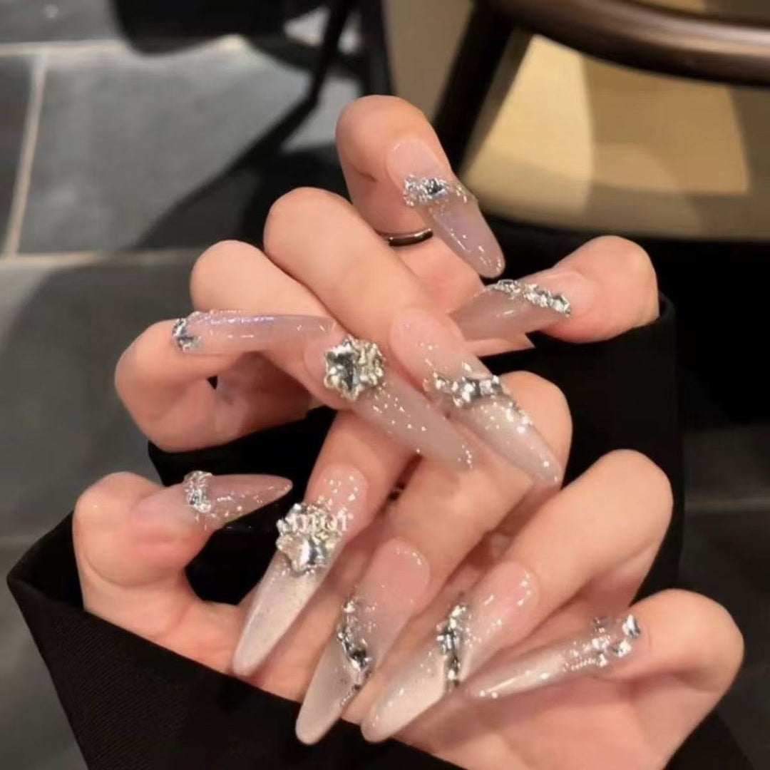 Exquisite Crystal-Embellished Press-On Nails Stornfield