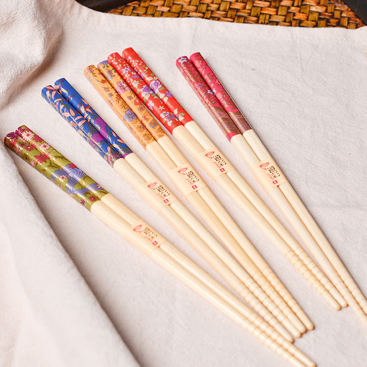 Japanese Botanical Handcrafted Bamboo Chopsticks Set of 5 | Stornfield