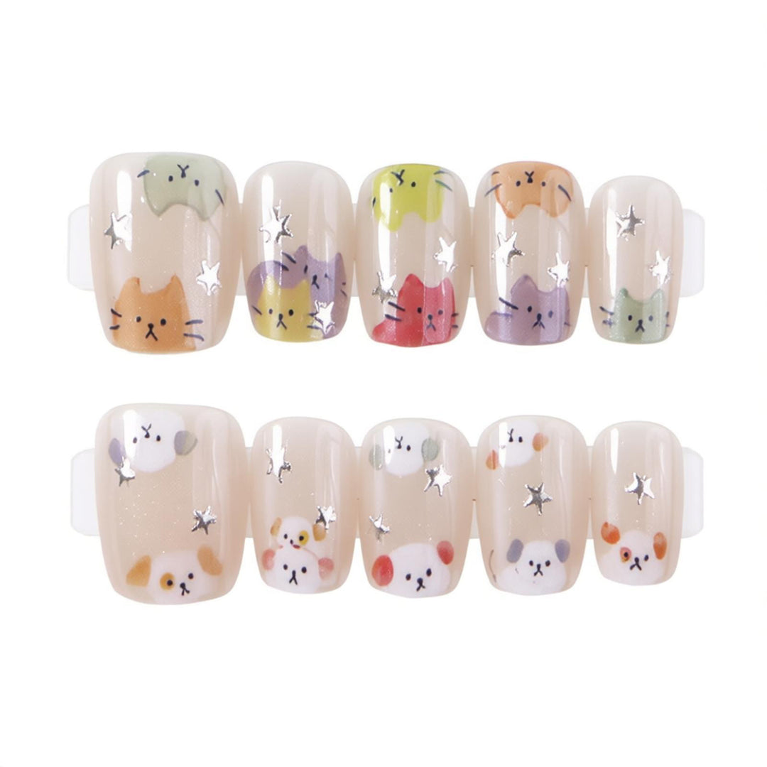 Whimsical Cat-Themed Press-On Nail Set Stornfield