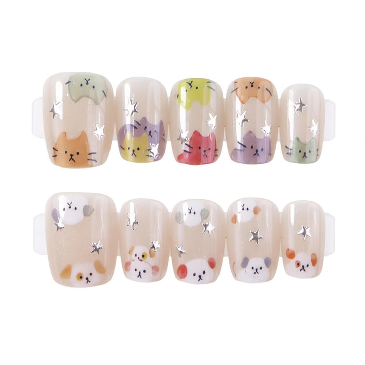 Whimsical Cat-Themed Press-On Nail Set Stornfield