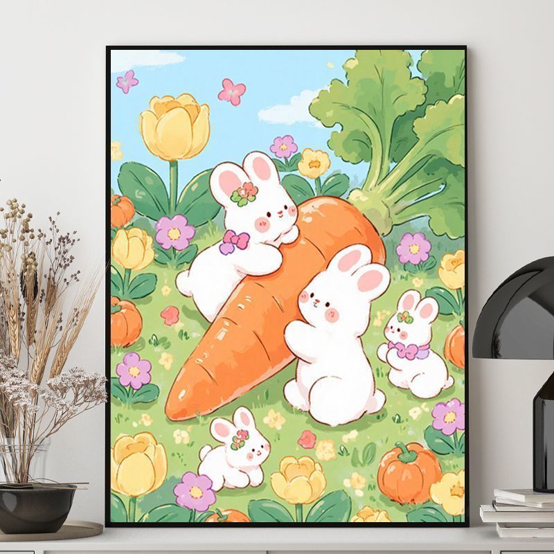 Cute Bunny-Themed Illustration Canvas Art Stornfield