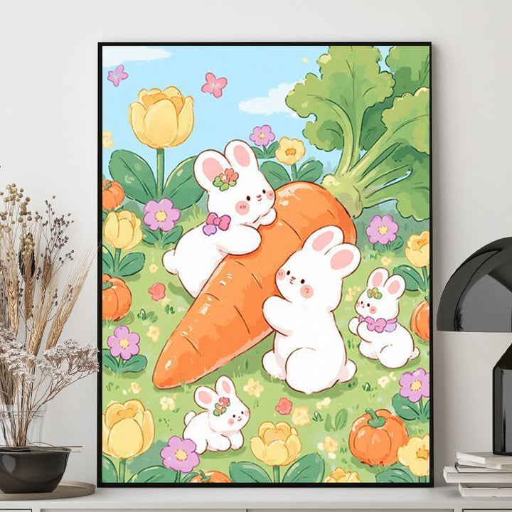 Cute Bunny-Themed Illustration Canvas Art Stornfield