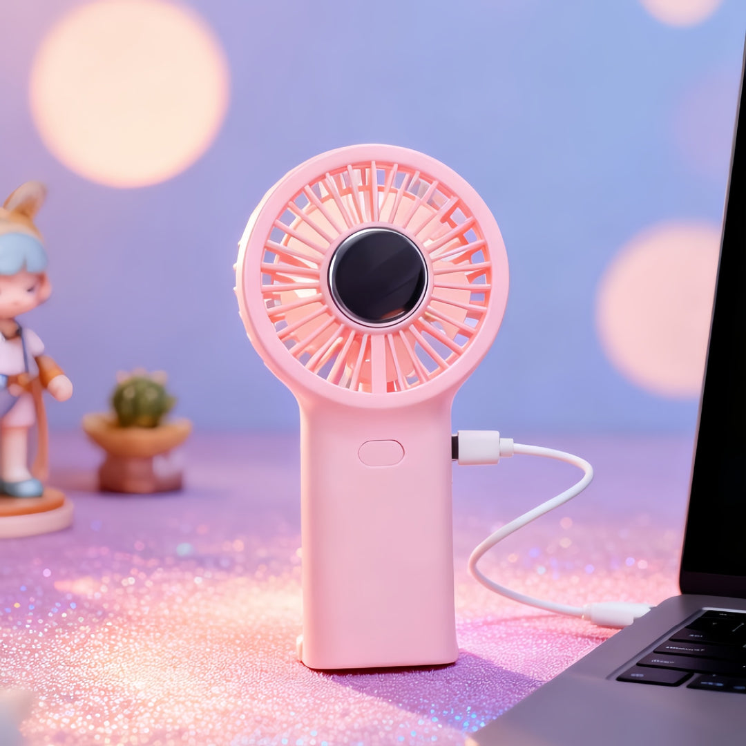 Women's portable handheld fan with ergonomic design and USB charging port Stornfield