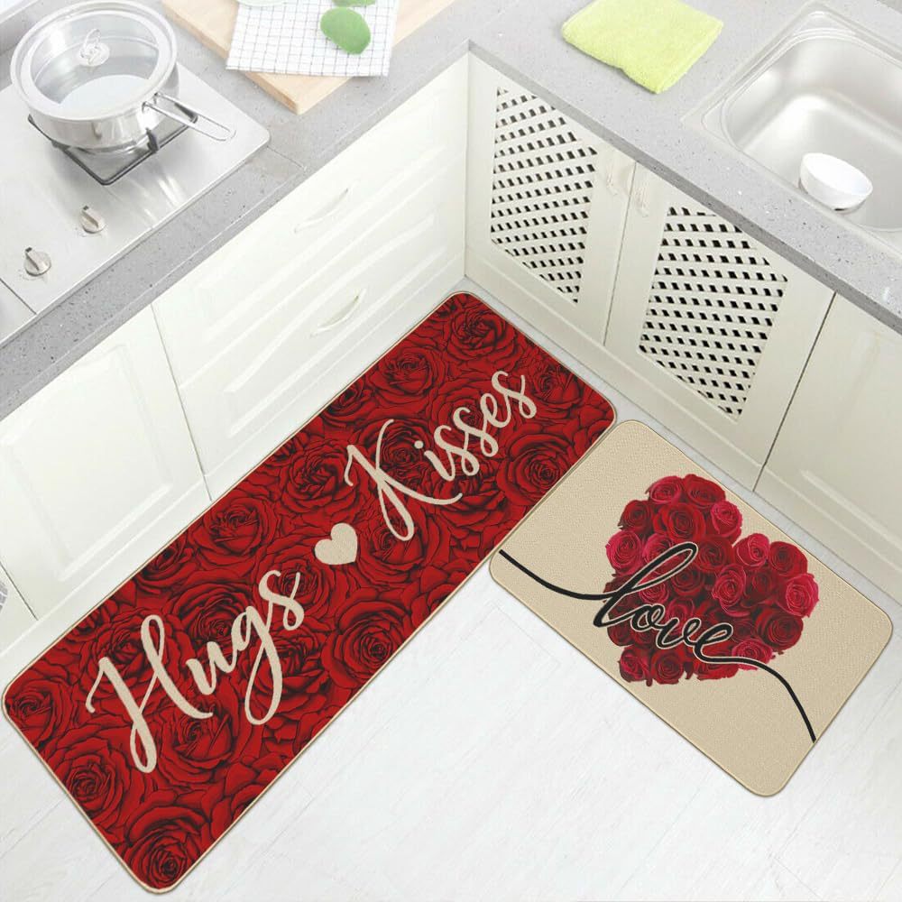 Heart-Themed Kitchen Runner Mat Stornfield