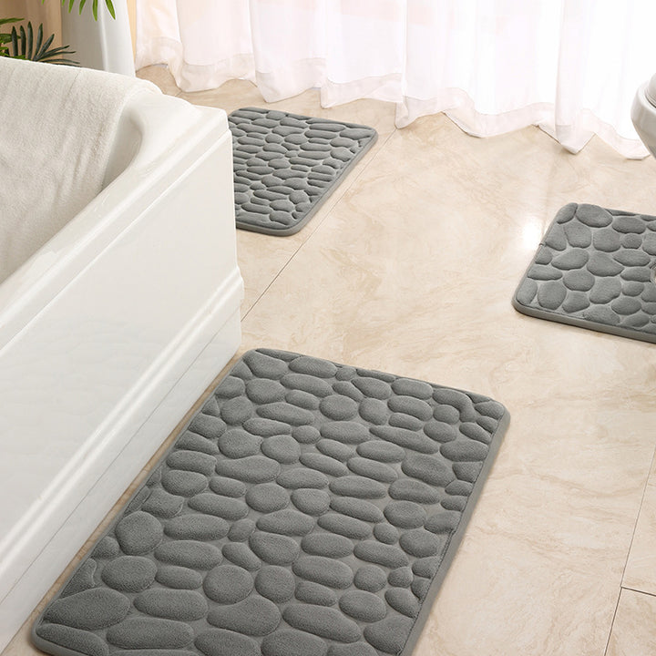Soft Touch Stone Pattern Bathroom Rug Set Stornfield