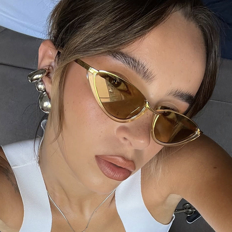Women futuristic Cat-Eye sunglasses with golden accents Stornfield