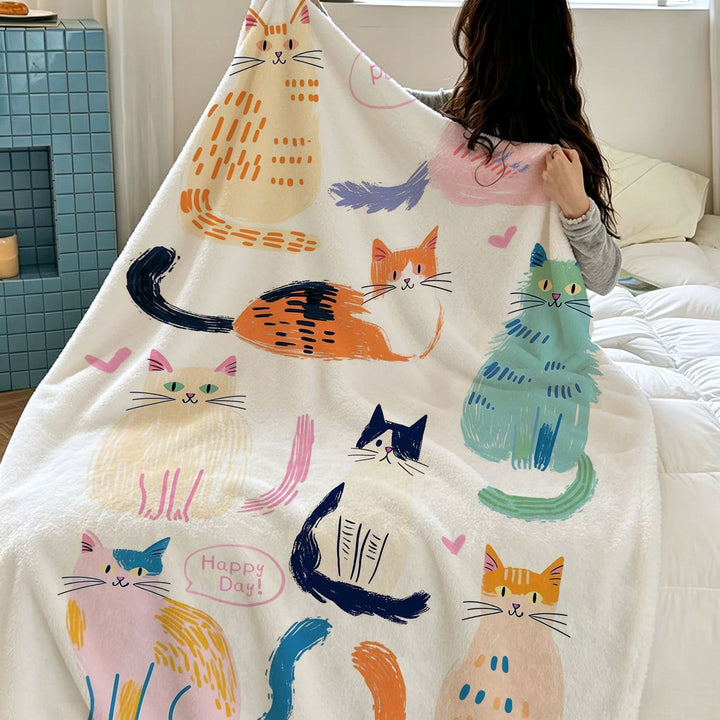 Playful Cat-Themed Plush Blanket