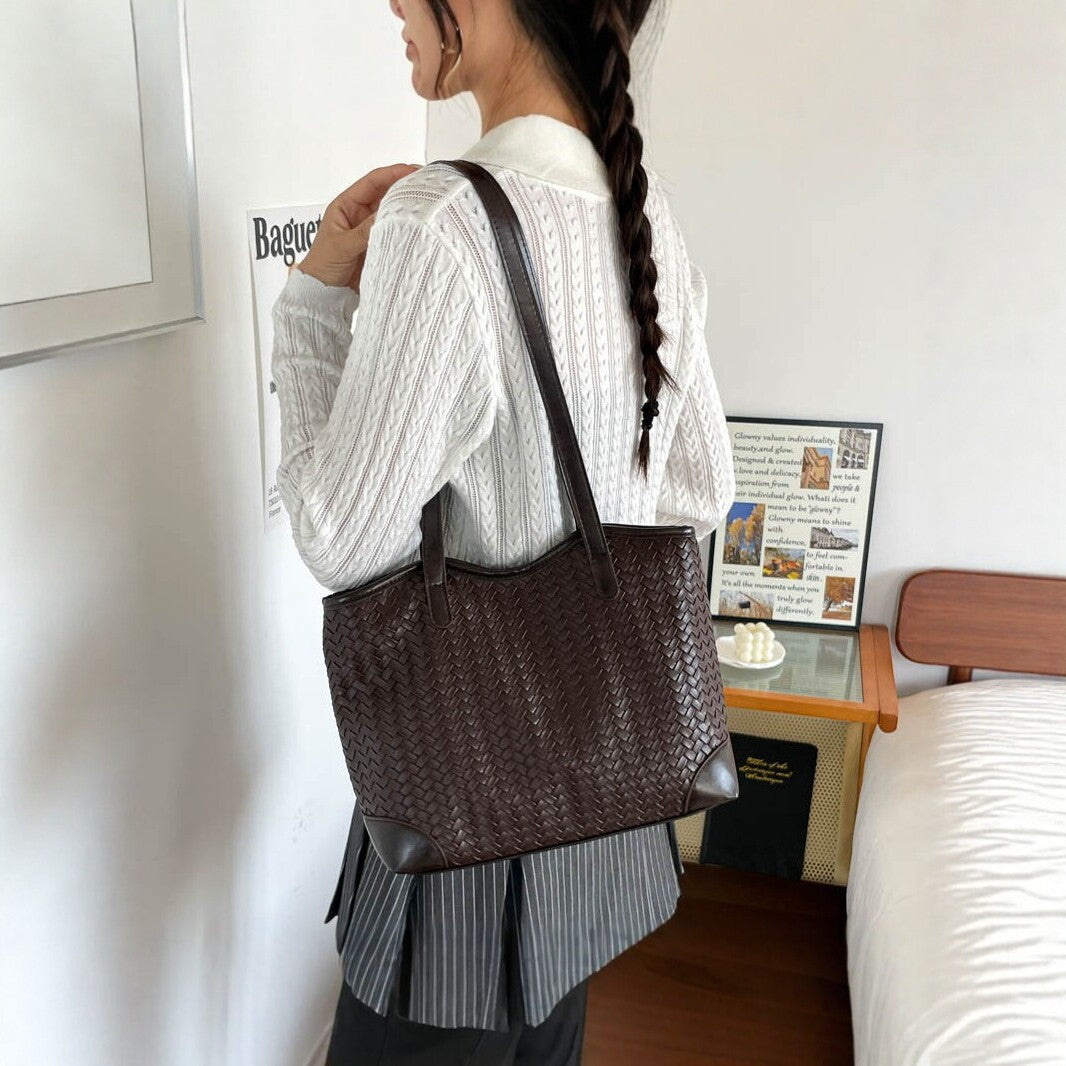 Woven Leather Tote Bag