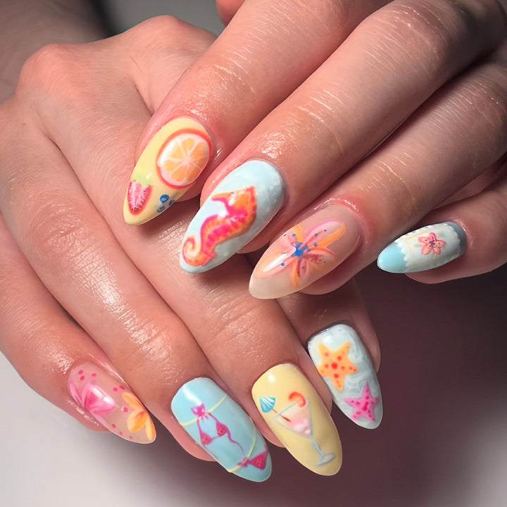 Artistic Tropical-Themed Press-On Nails Stornfield