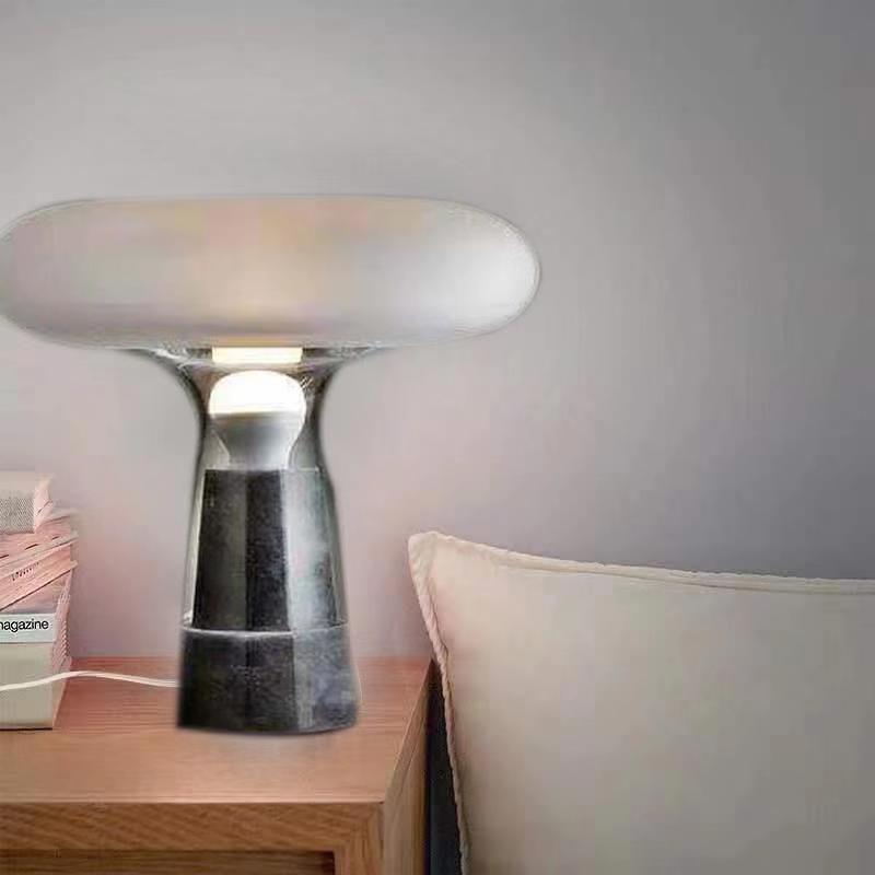 Modern Glass Table Lamp with Marble Base