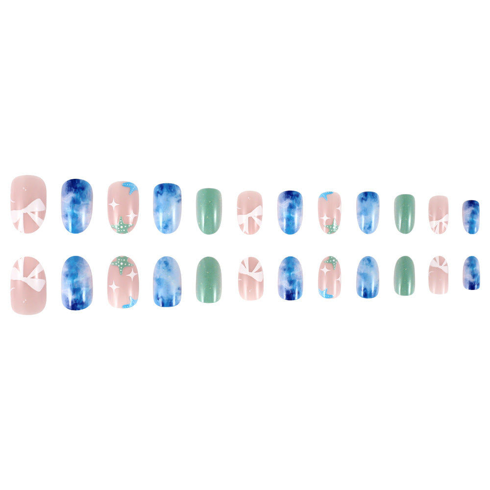Artistic Ocean-Themed Press-On Nails Stornfield