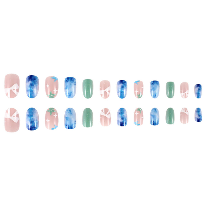 Artistic Ocean-Themed Press-On Nails Stornfield