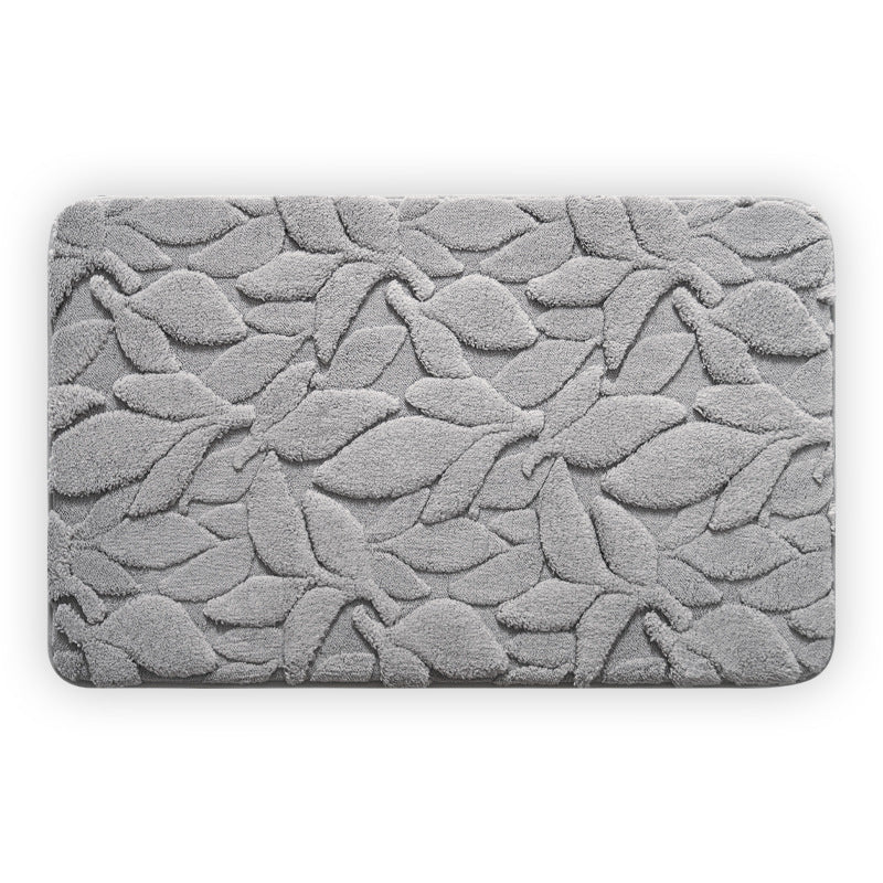 Textured Leaf Design Bathroom Rug Stornfield