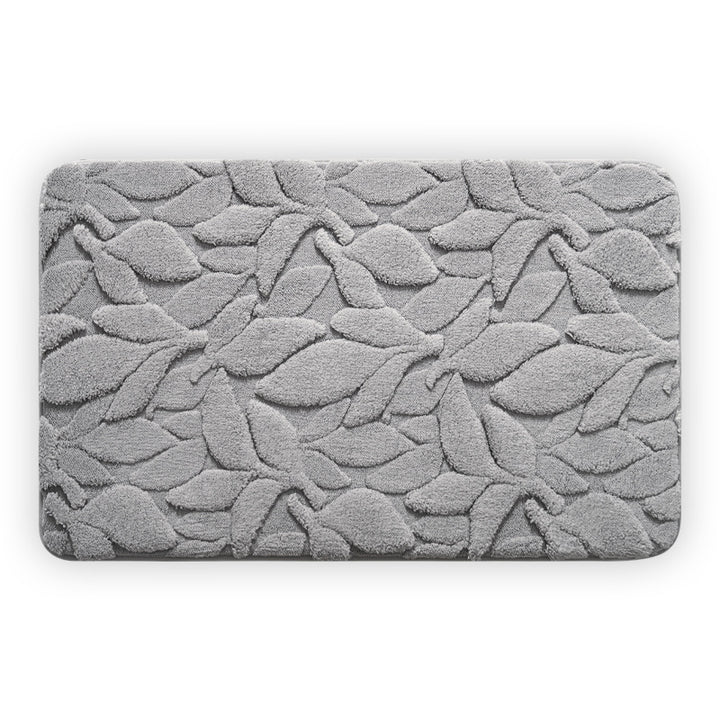 Textured Leaf Design Bathroom Rug Stornfield