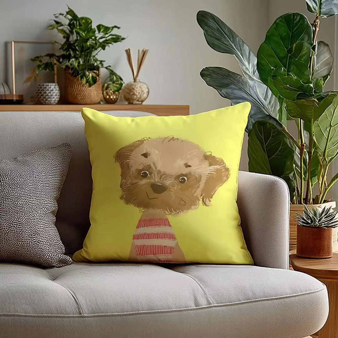 Plush Decorative Dog-Themed Throw Pillow