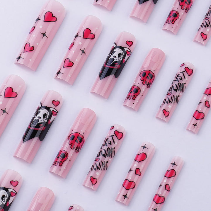 Artistic Horror-Themed Press-On Nails