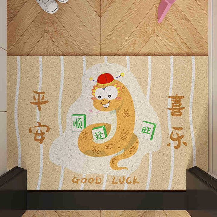 Cartoon Snake-Themed Welcome Mat