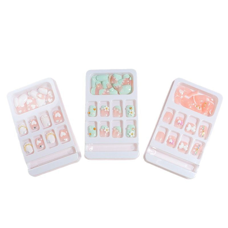Decorative Press-On Nail Art Set with Bow Accents Stornfield