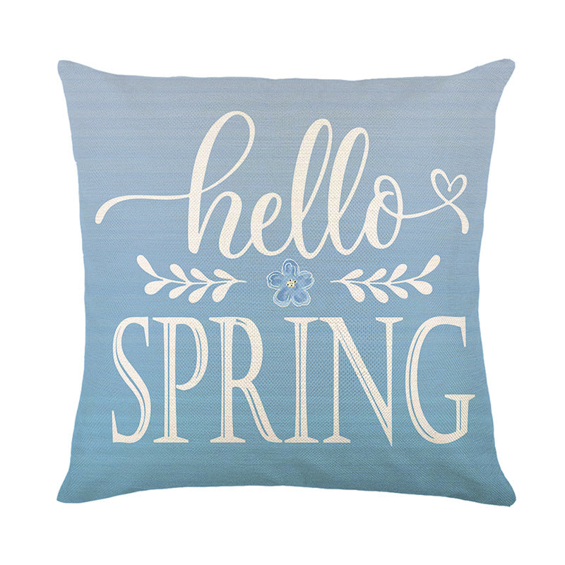 Farmhouse Decorative Cotton-Linen Throw Pillow Cover with Script Blessing and Hidden Zipper