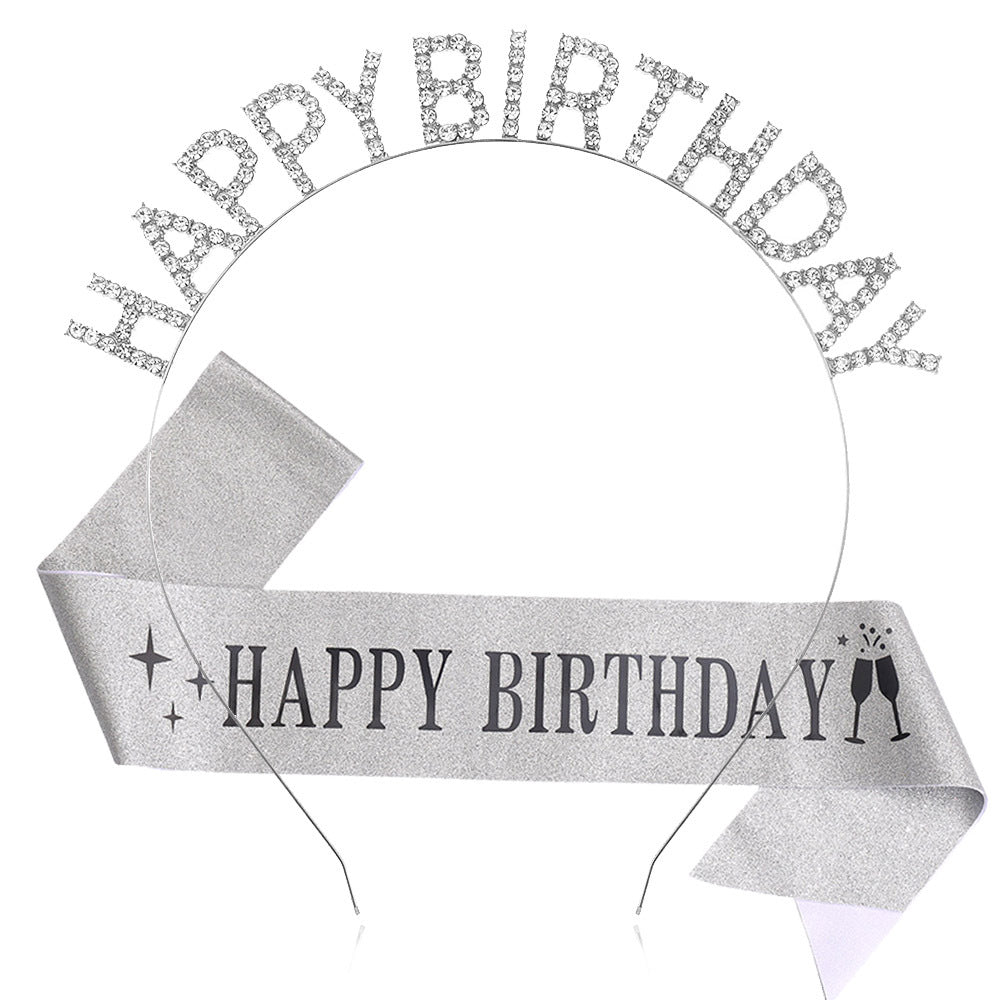 Ladies Glitter Headband with "Happy Birthday" Inscription Stornfield