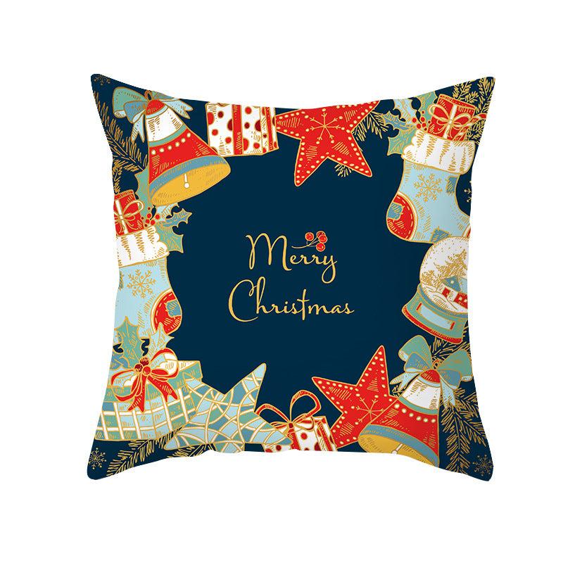 Decorative Holiday Throw Pillow Cover with Festive Ornament Print