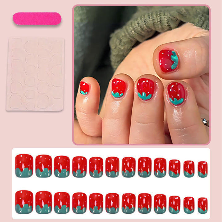 Nail art set with cheerful strawberry designs Stornfield