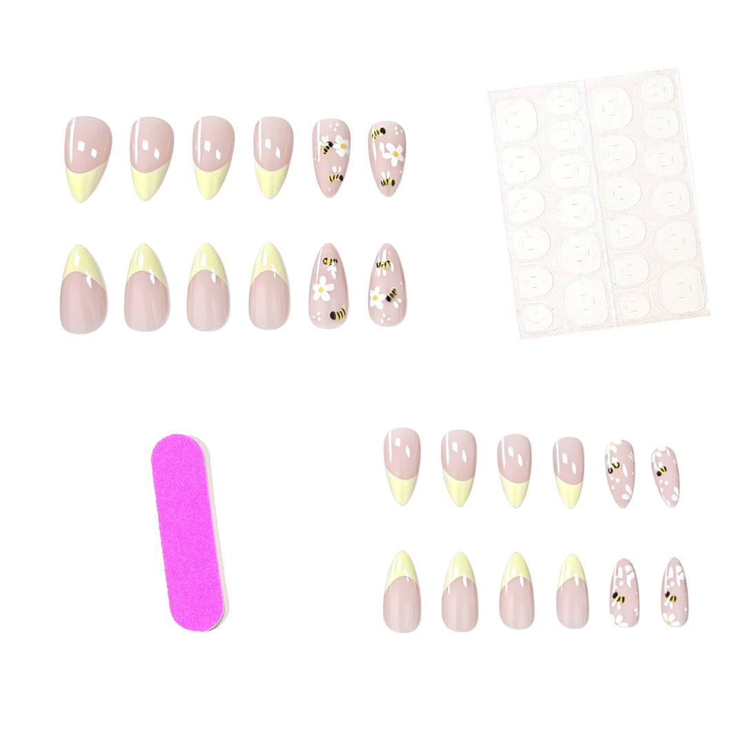 Floral Bee-Themed Nail Art Enhancements Stornfield