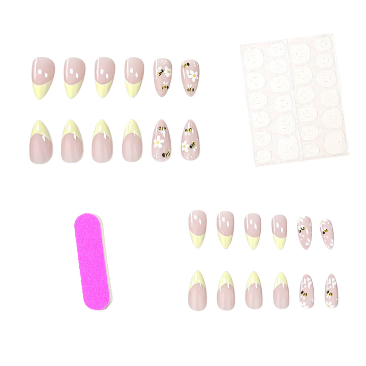 Floral Bee-Themed Nail Art Enhancements Stornfield