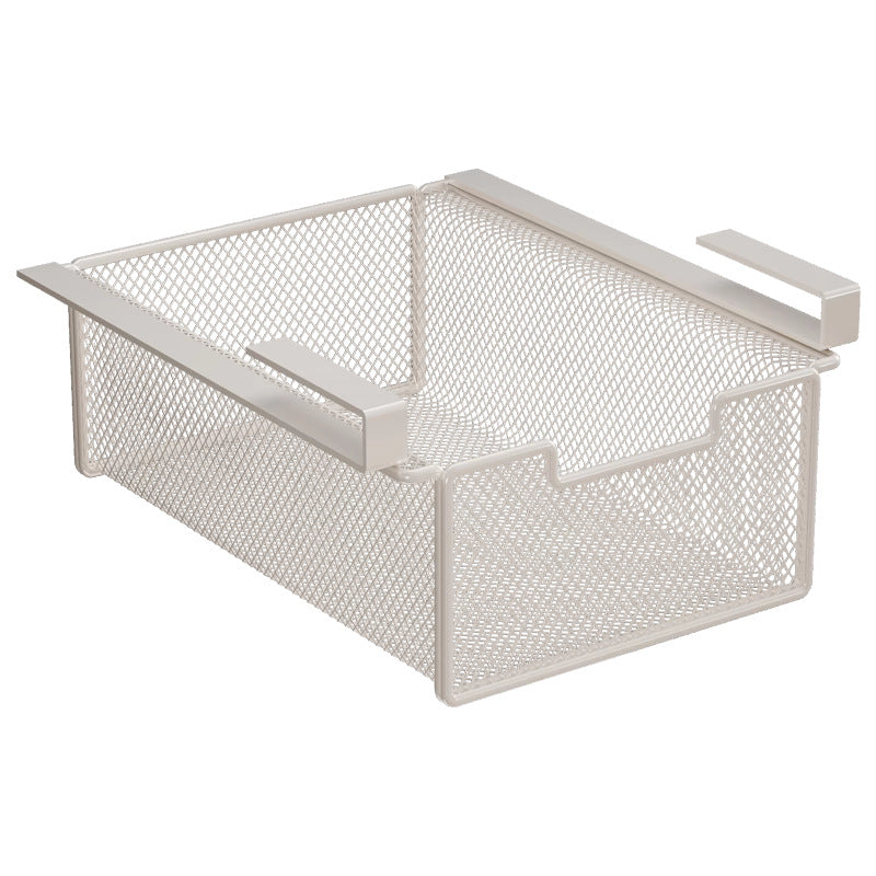 Under-Shelf Pull-Out Metal Mesh Closet Basket Organizer with Clamp Rail