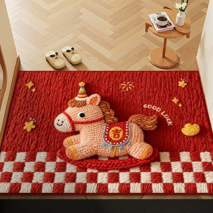 Cartoon Horse-Themed Area Mat