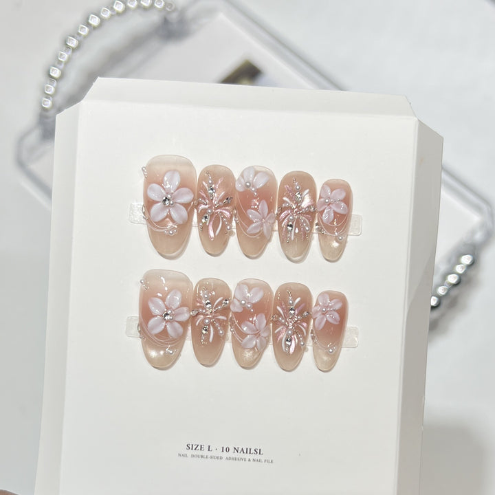 Decorative Floral Press-On Nail Art Set Stornfield