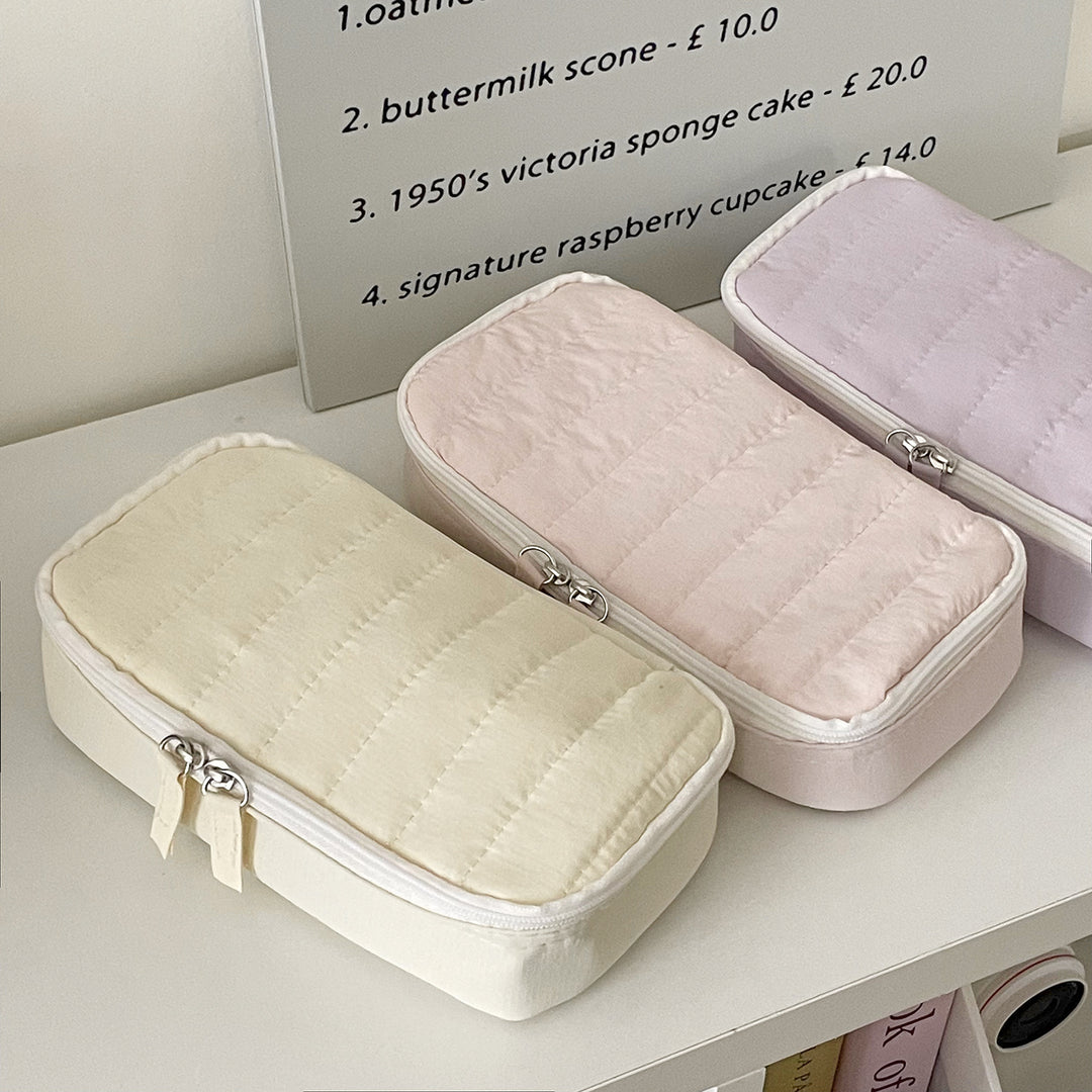 Quilted Multi-Compartment Pencil Case