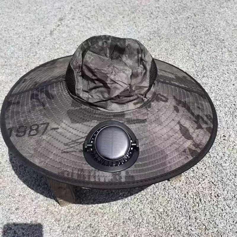 Ventilated outdoor fishing hat with two rechargeable fans, waterproof material and adjustable chin strap Stornfield