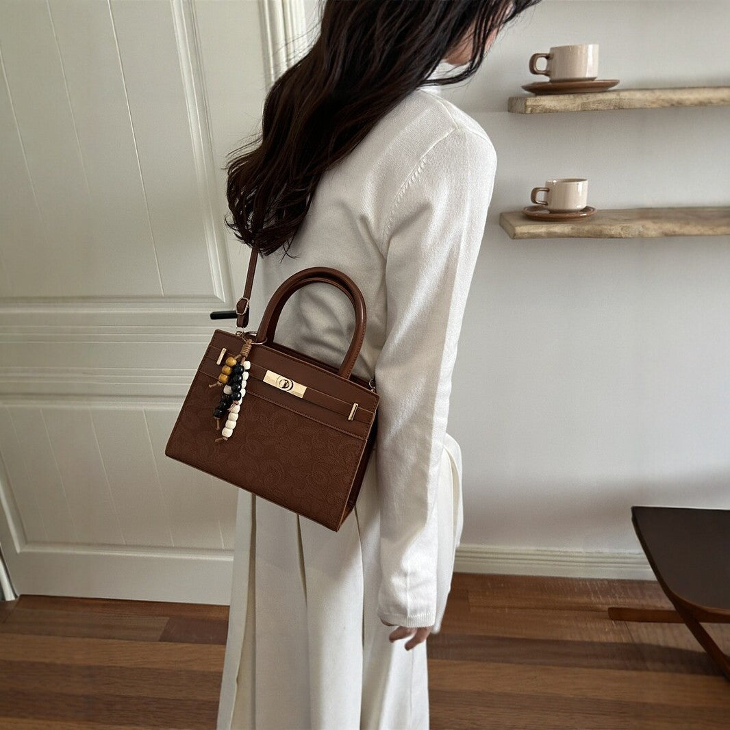 Elegant Embossed Handheld Satchel