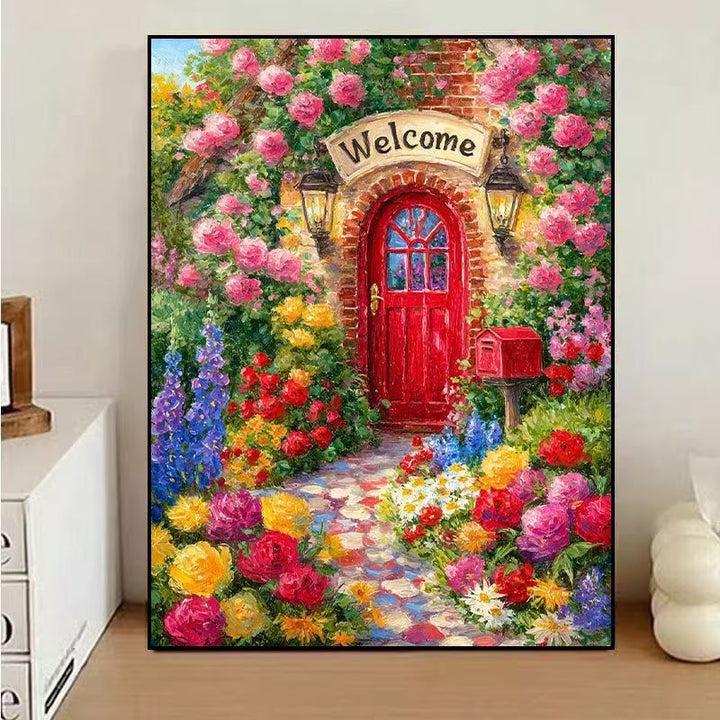 Charming Floral Welcome Canvas Art Stornfield