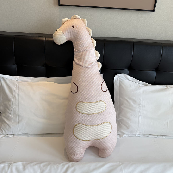 Large cuddly duck body pillow with hat and striped cotton cover
