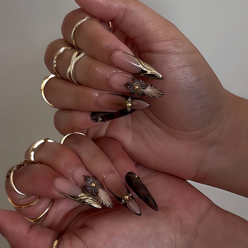 Artistic Stiletto Press-On Nail Set with Creative Patterns Stornfield