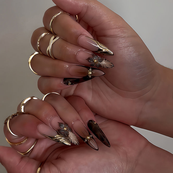 Artistic Stiletto Press-On Nail Set with Creative Patterns Stornfield