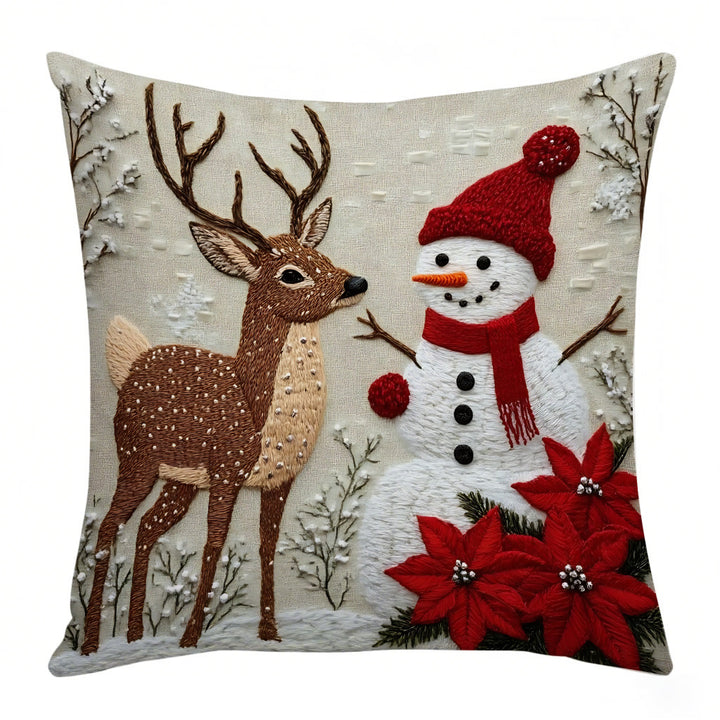 Festive Embroidered Holiday Throw Pillow Set
