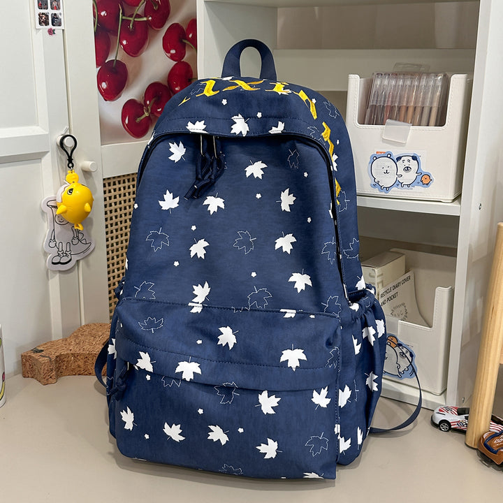 Trendy Leaf-Patterned School Backpack Stornfield