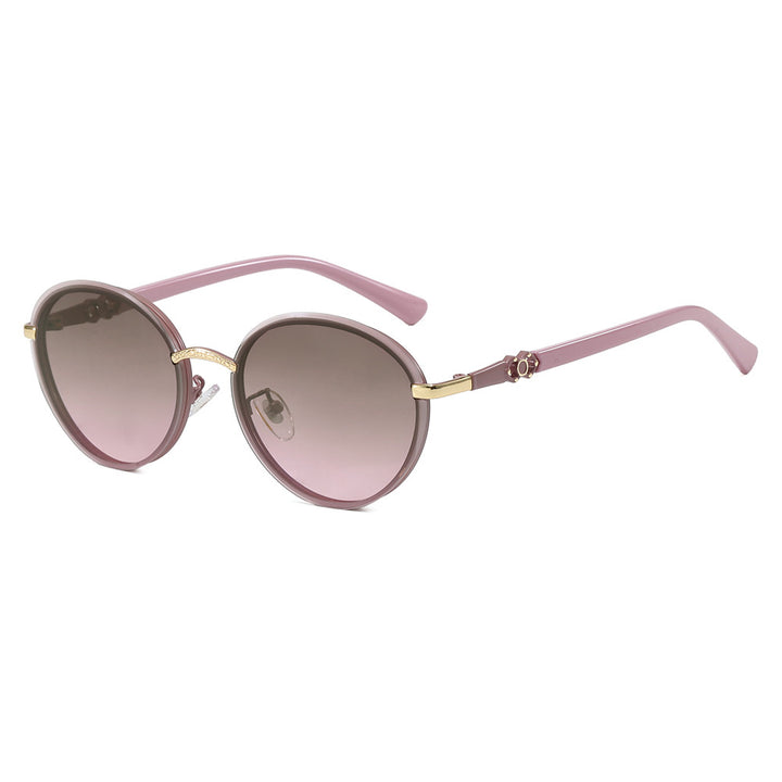 Ladies elegant round sunglasses with mirrored effect Stornfield