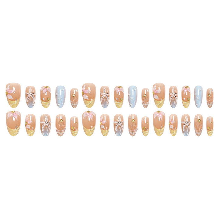 Artificial nails with floral motifs and glitter details Stornfield